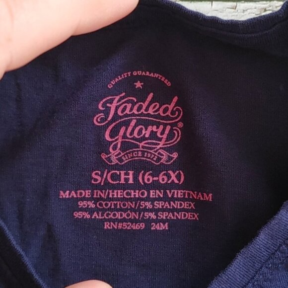 3/$25 Faded Glory Dark blue long sleeves Peace shirt kids size 6x - Picture 3 of 7